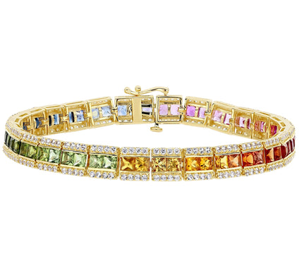Bellini 14K 15.35 cttw Multi-Color Sapphire Tennis Bracelet