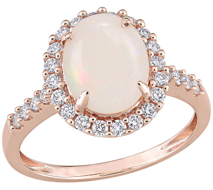 Bellini 14K 1.65 cttw Opal & 0.40 cttw Diamond Halo Ring