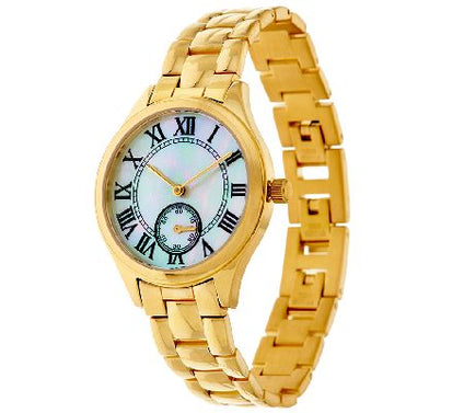 Veronese 18K Clad Mother-of-Pearl Panther LinkWatch
