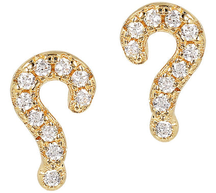 Diamonique 0.10 cttw Question Mark Stud Earrins, Sterling