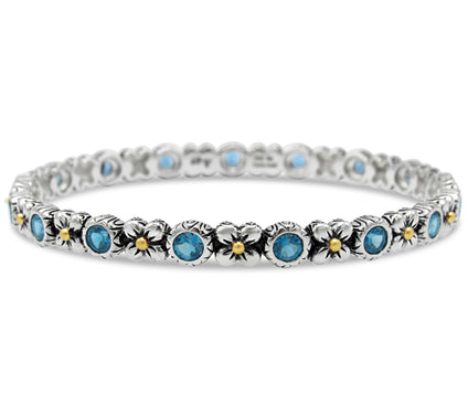 Barbara Bixby Sterling Silver & 18K Gold Gemstone Bangle