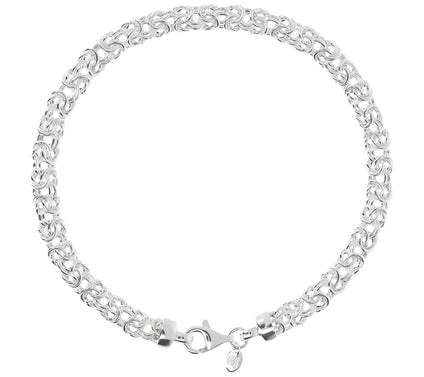 UltraFine Silver Polished Byzantine Link AnkleBracelet