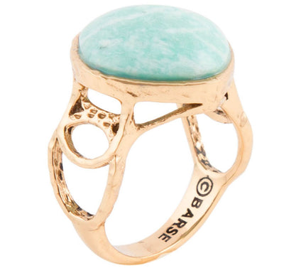 Barse Artisan Crafted Bronze Amazonite Gemst onRing