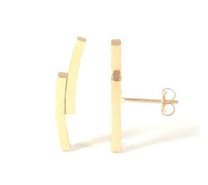 Alkeme 14K Gold Curved Double Bar Climber Earrigs