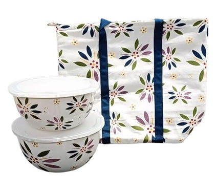 Temp-tations Old World Tote Bag w/ Stainless Steel Bowls
