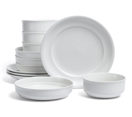 over&back Rimmed 12-Piece Semi-Matte Stonewareinnerware Set