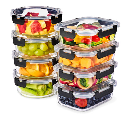 Sorbus Glass Food Containers with Lids 8-Pack 2Variety Set