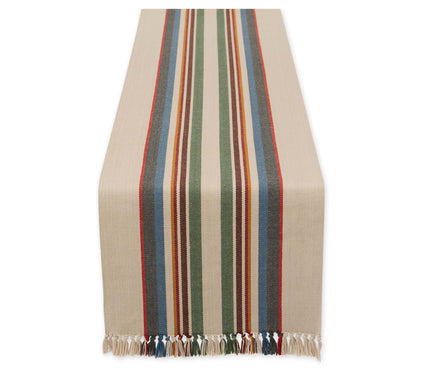 Design Imports Canyon Creek Stripe Fringe TableRunner 14x74