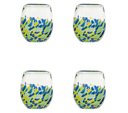 10 Strawberry Street S/4 Mazatlan Mexican GlassStemless Wine