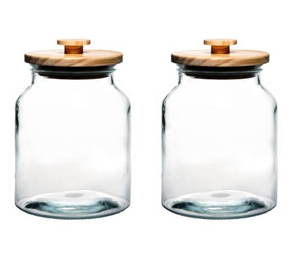 10 Strawberry S treet Set of 2 Denali Canister s w/ Wood Lid