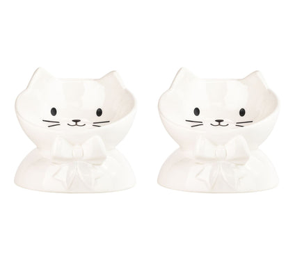 10 Strawberry Street Set of 2 Pretty Whisker Elevated Pet Bowl