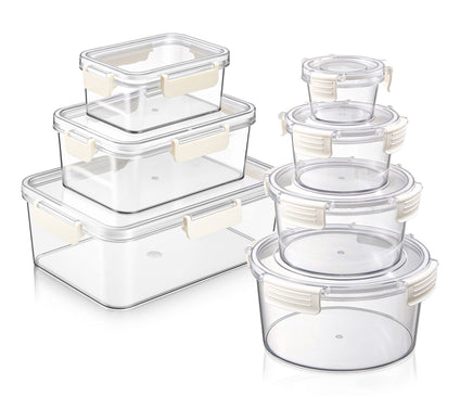 Sorbus Airtight Plastic Food Container Beige Lid Combo 7 Pk