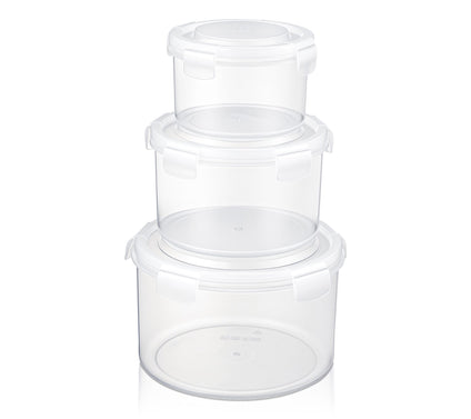Sorbus Airtight Plastic Food Container, Round White Lid, 3-Pk