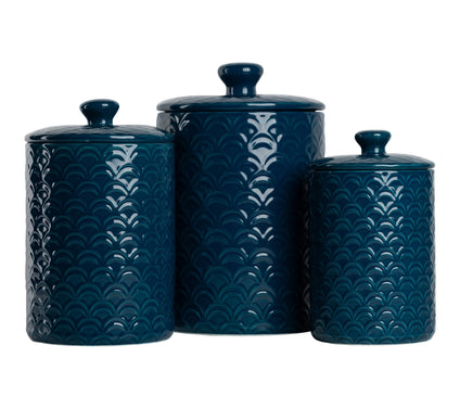10 Strawberry Street 3-Piece Ceramic Ocean Canister Set