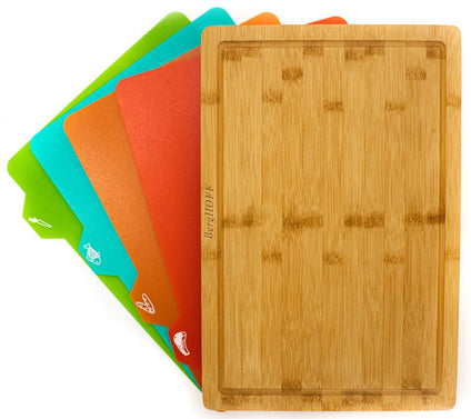 BergHOFF Bamboo 5pc Cutting Board w/ 4 Muti-colored inserts
