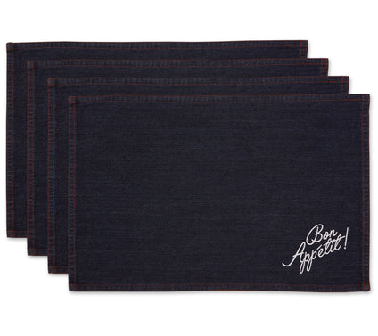 Design Imports Set of 4 Bon Appetit Denim Place mats