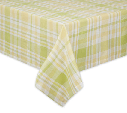 Design Imports 60" x 104" Lemon Bliss Plaid Tab lecloth