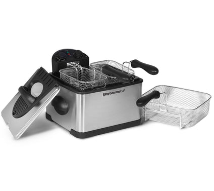 Elite Platinum 4 Quart Dual Deep Fryer with 3 Bskets