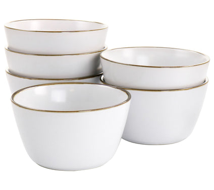 Elama 6-Piece Stoneware Bowl Set in Matte with Gold Rim