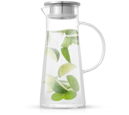 JoyJolt Breeze 50-oz Glass Water Pitcher with SS Lid