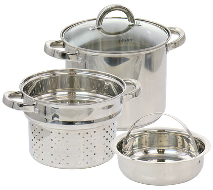 Oster Sangerfield 4 Piece 5 Quart Stainless Ste el Pasta Pot