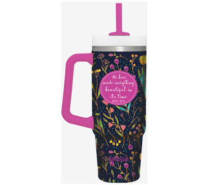 Kerusso 30 oz Dual Wall Mug With Plastic Straw