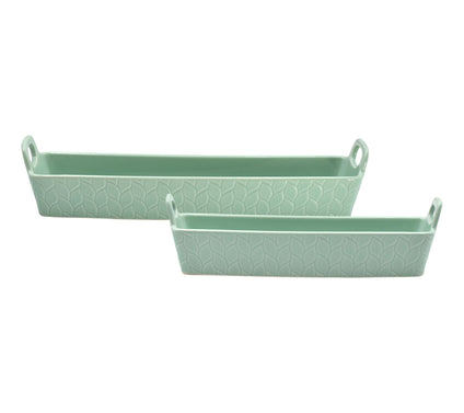 Temp-tations Carved Willow Set of (2) Elongated Cracker Trays