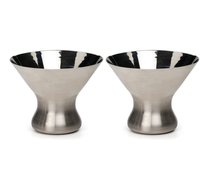 RSVP Stemless Stainless Steel Martini Glasses,Set of 2
