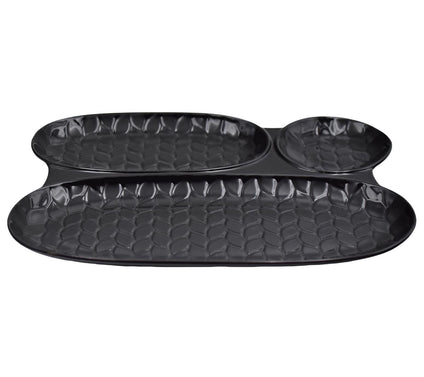 Temp-tations Carved Willow 3-Section Snack Tray