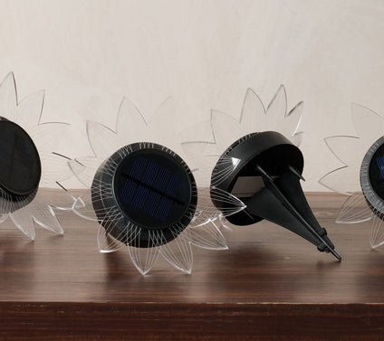 Jennings Set of 4 Fiber Effect Acrylic Flower Solar Light Set