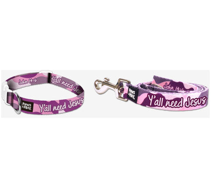 Paws & Pray Pet Collar and Leash Bundle - SM/MD