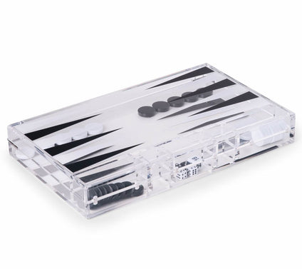 Acrylic 14" Backgammon Set, Clear