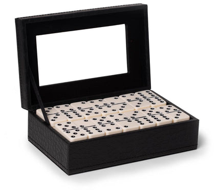 Crocodile Debossed Leather Double 9, 55 Piece Domino Set