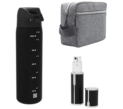 Youzey The Essentials Dopp Kit, Water Bottle, Travalo Atomizer