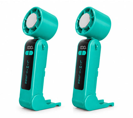 Limitless Set of 2 Handheld Fans with Cooling Plate & Lanyard