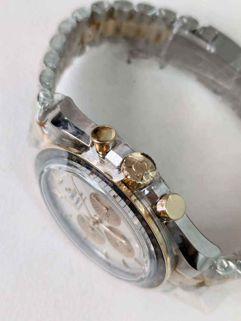 Omega Speedmaster Moonwatch "Gold Panda" (Ref. 310.20.42.50.02.001) — a two-tone Speedmaster Moonwatch with a panda dial. — View 6