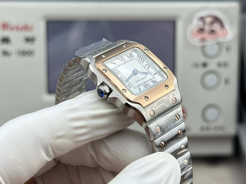 Patek Philippe Nautilus 5711 Steel Model+Cartier Santos Mini-Model Ladies' Watch Dial — View 10