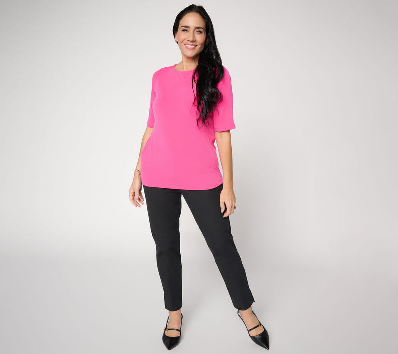 Susan Graver Essentials Liquid Knit Bateau Neck Top — View 55
