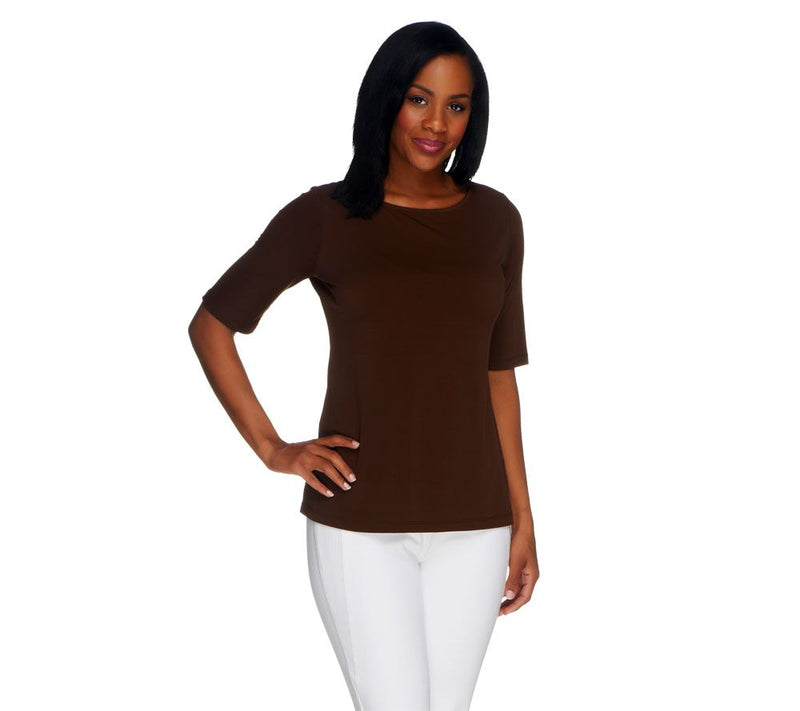 Susan Graver Essentials Liquid Knit Bateau Neck Top — View 13