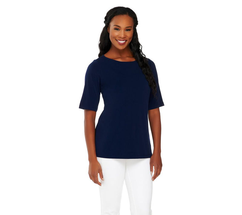 Susan Graver Essentials Liquid Knit Bateau Neck Top — View 17