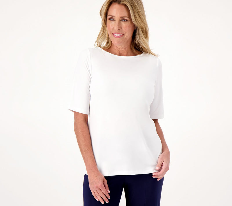 Susan Graver Essentials Liquid Knit Bateau Neck Top — View 69