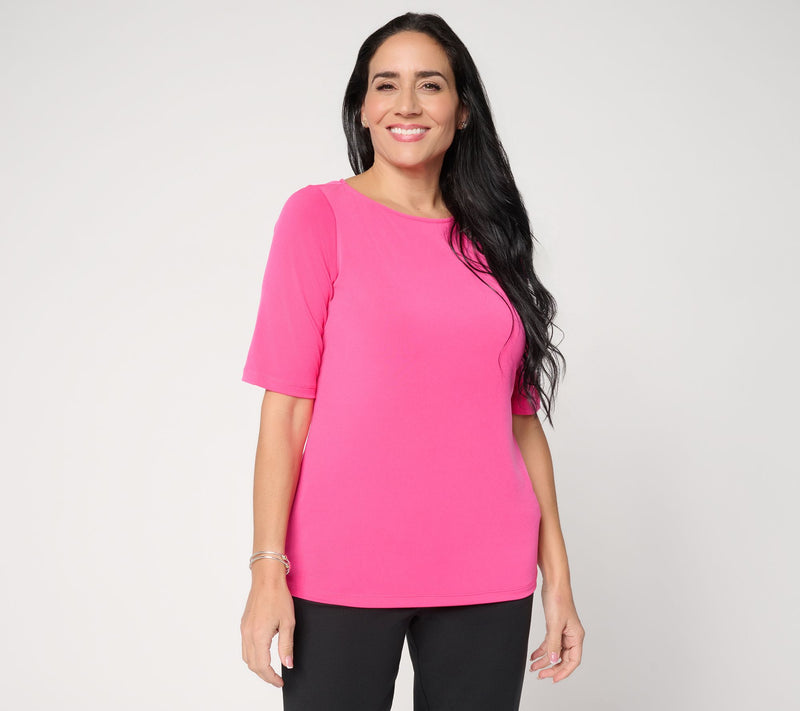 Susan Graver Essentials Liquid Knit Bateau Neck Top — Main view
