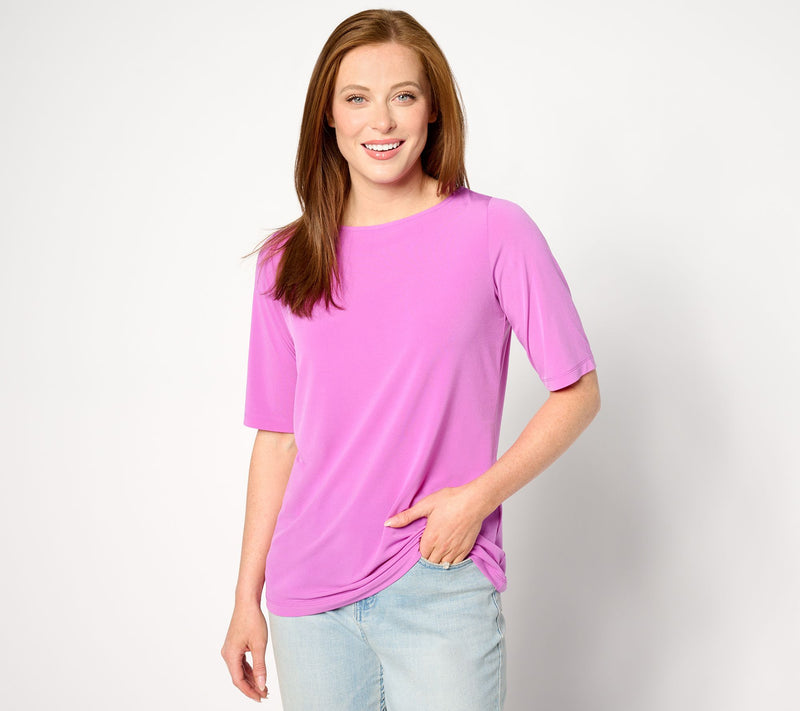 Susan Graver Essentials Liquid Knit Bateau Neck Top — View 73