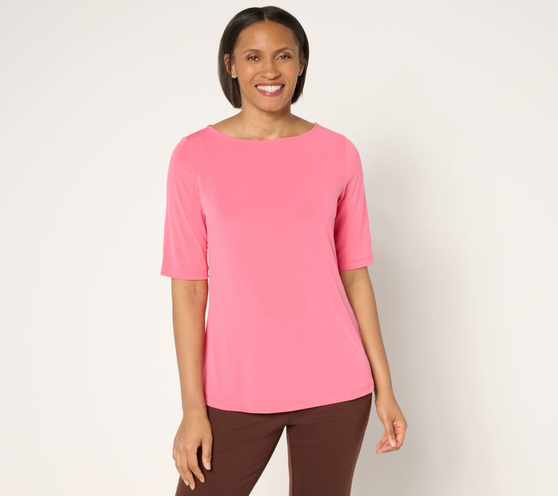 Susan Graver Essentials Liquid Knit Bateau Neck Top — View 49