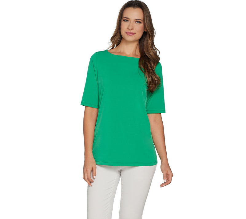Susan Graver Essentials Liquid Knit Bateau Neck Top — View 39