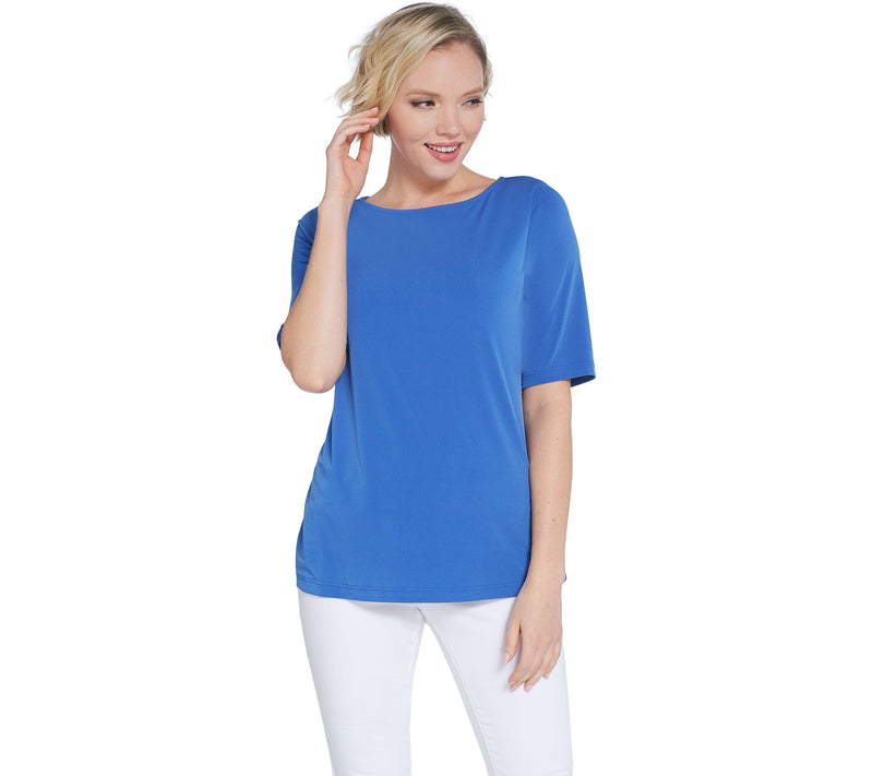 Susan Graver Essentials Liquid Knit Bateau Neck Top — View 7