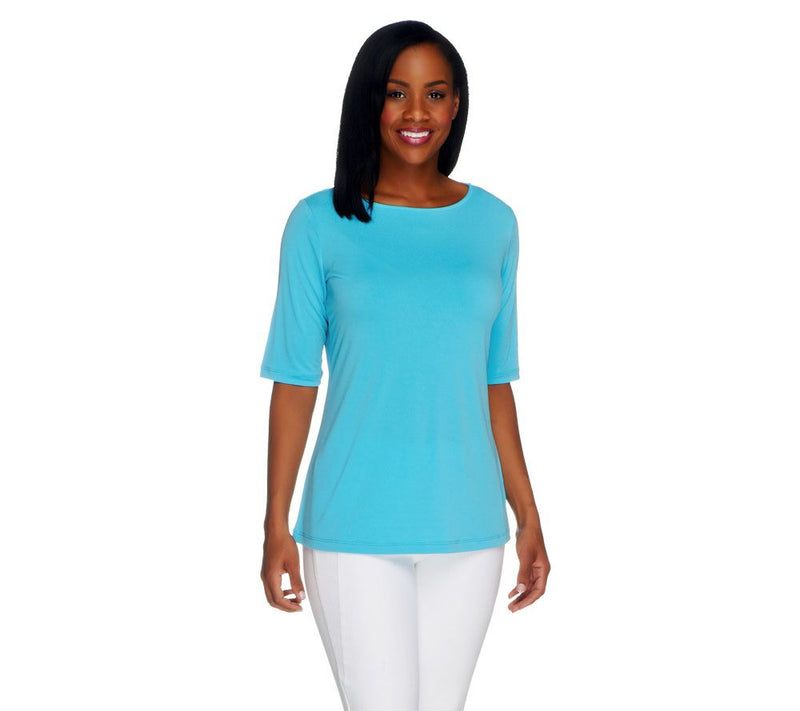Susan Graver Essentials Liquid Knit Bateau Neck Top — View 15