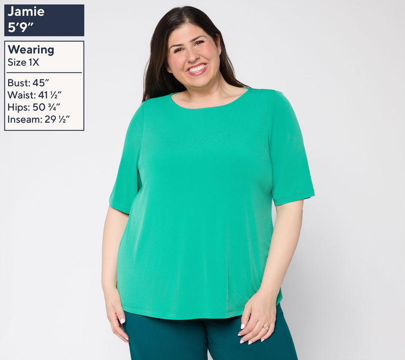 Susan Graver Essentials Liquid Knit Bateau Neck Top — View 52
