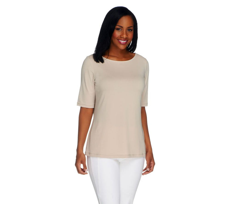 Susan Graver Essentials Liquid Knit Bateau Neck Top — View 37