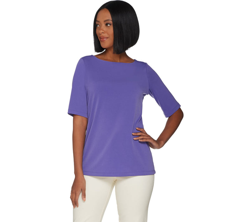 Susan Graver Essentials Liquid Knit Bateau Neck Top — View 29